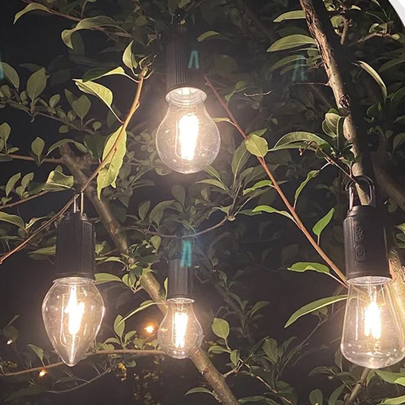 Nytt utomhuscamping hängande lampa med Type-C-laddning i retrostil