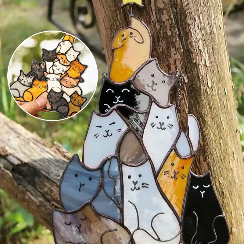 Katt julgran Suncatcher prydnad